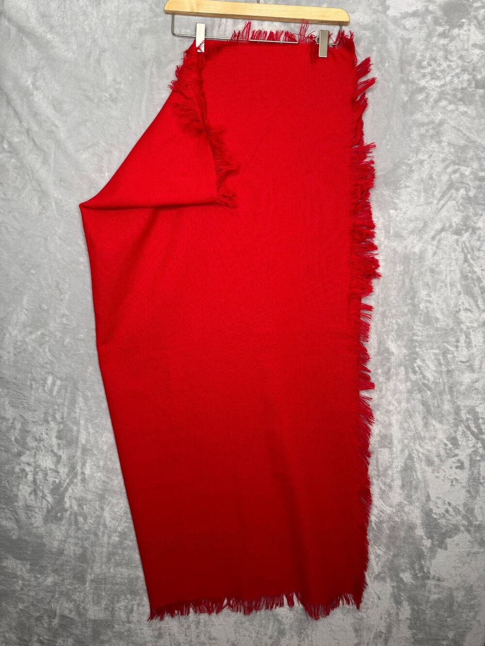 Vintage Shawl Red Fringe Square Wool Blend 47*46 Square Wrap Scarf Boho